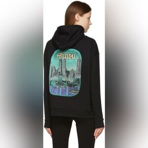 Miaou Black Shag Skyscraper Hoodie Size M Athleisure Travel Lounge Loungewear